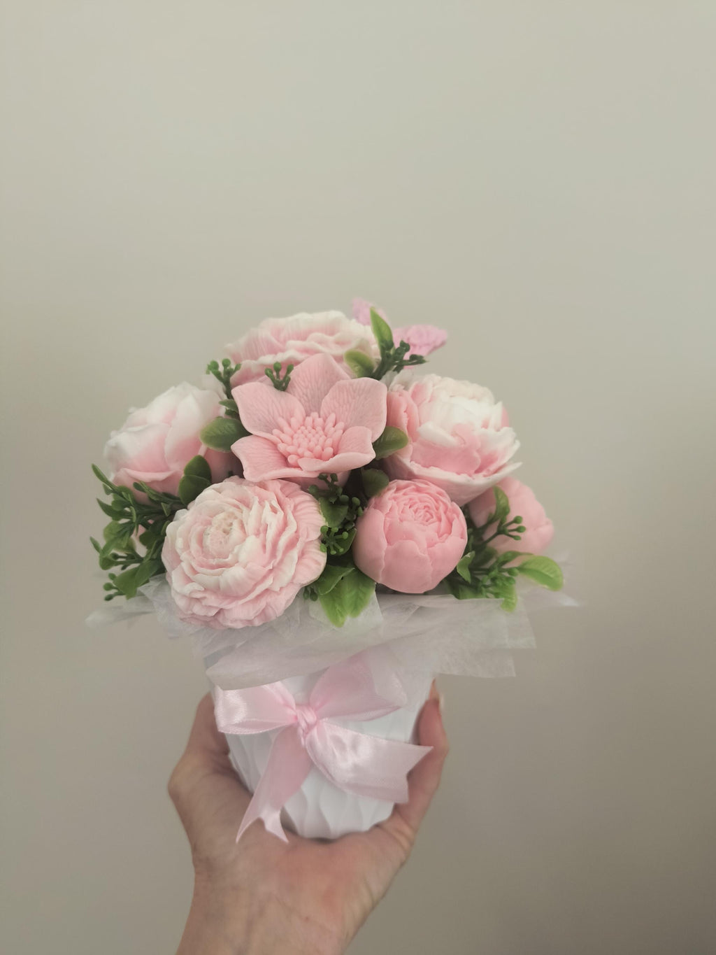 Blush Pink Soap Flower Bouquet – Handmade Soap Arrangement - Pink Soap Bouquet