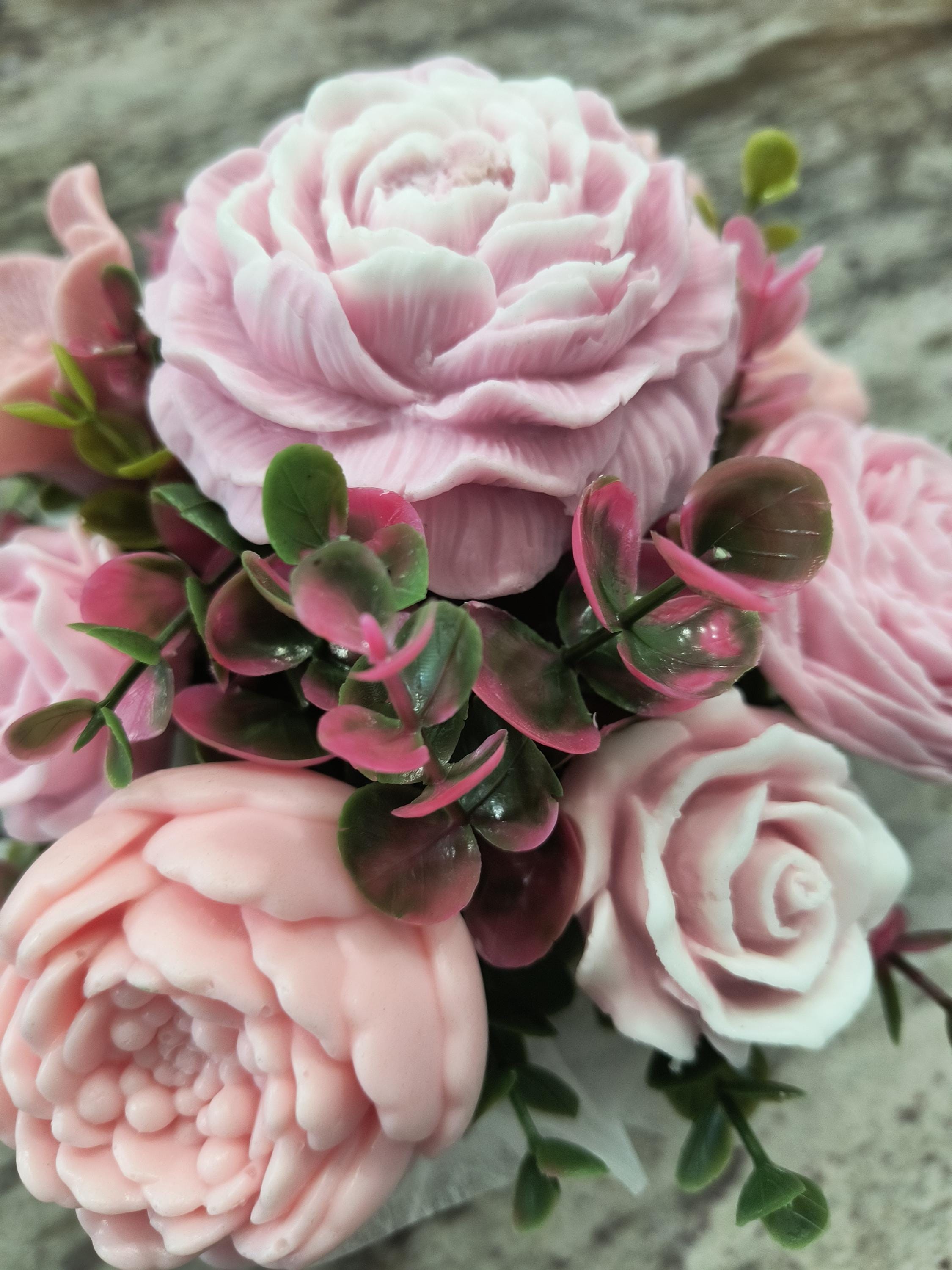 Blush Pink Soap Flower Bouquet Gift , Soap Arrangement, Handmade floral soap bouquet
