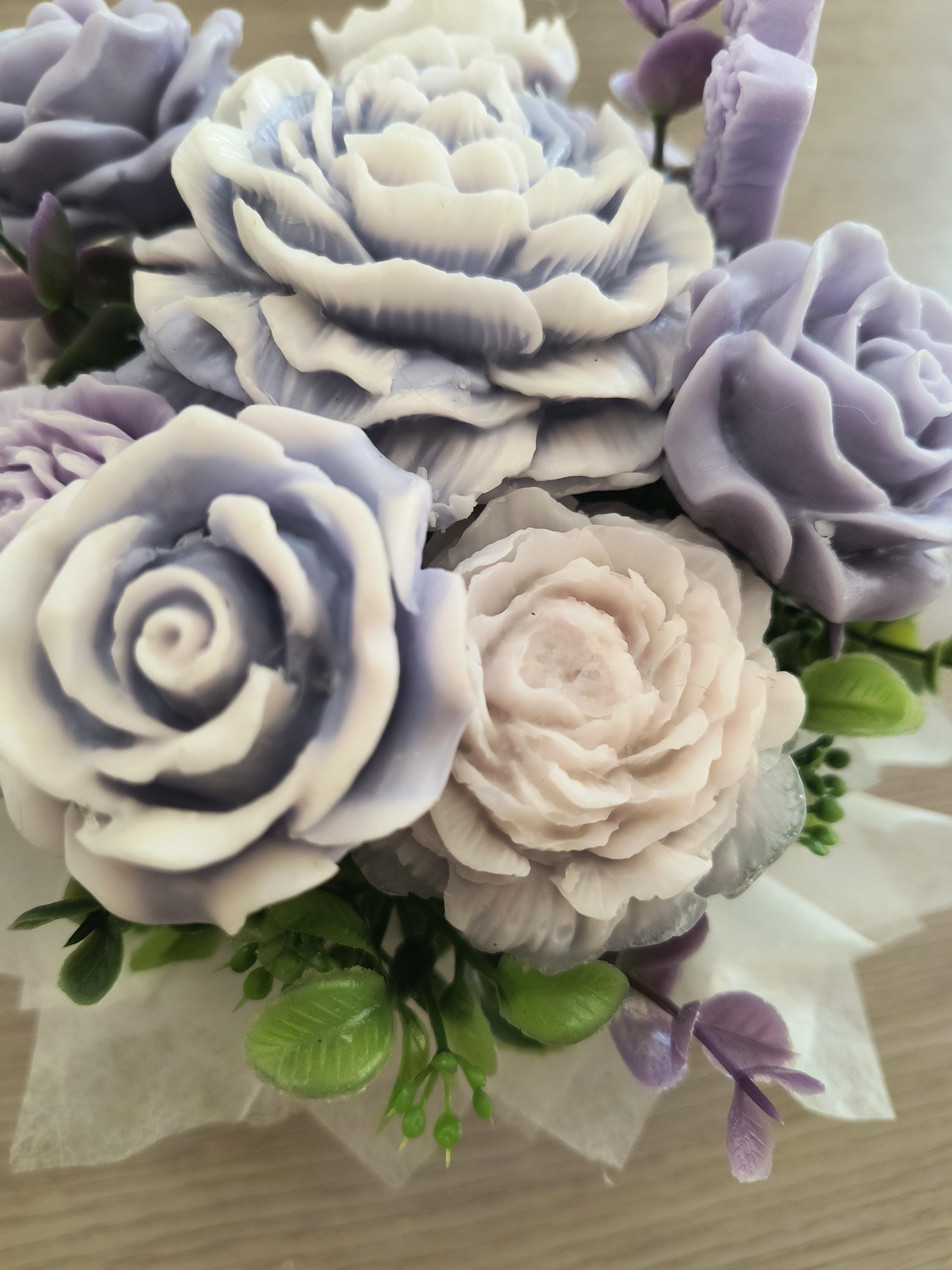 Lavender Soap Flower Bouquet, Handmade Floral Soap Gift, Purple Rose Peony Soap Arrangement, Soap bathroom Decor