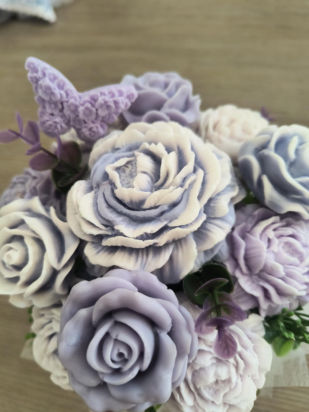 Lavender Soap Flower Bouquet, Handmade Floral Soap Gift, Purple Rose Peony Soap Arrangement, Soap bathroom Decor