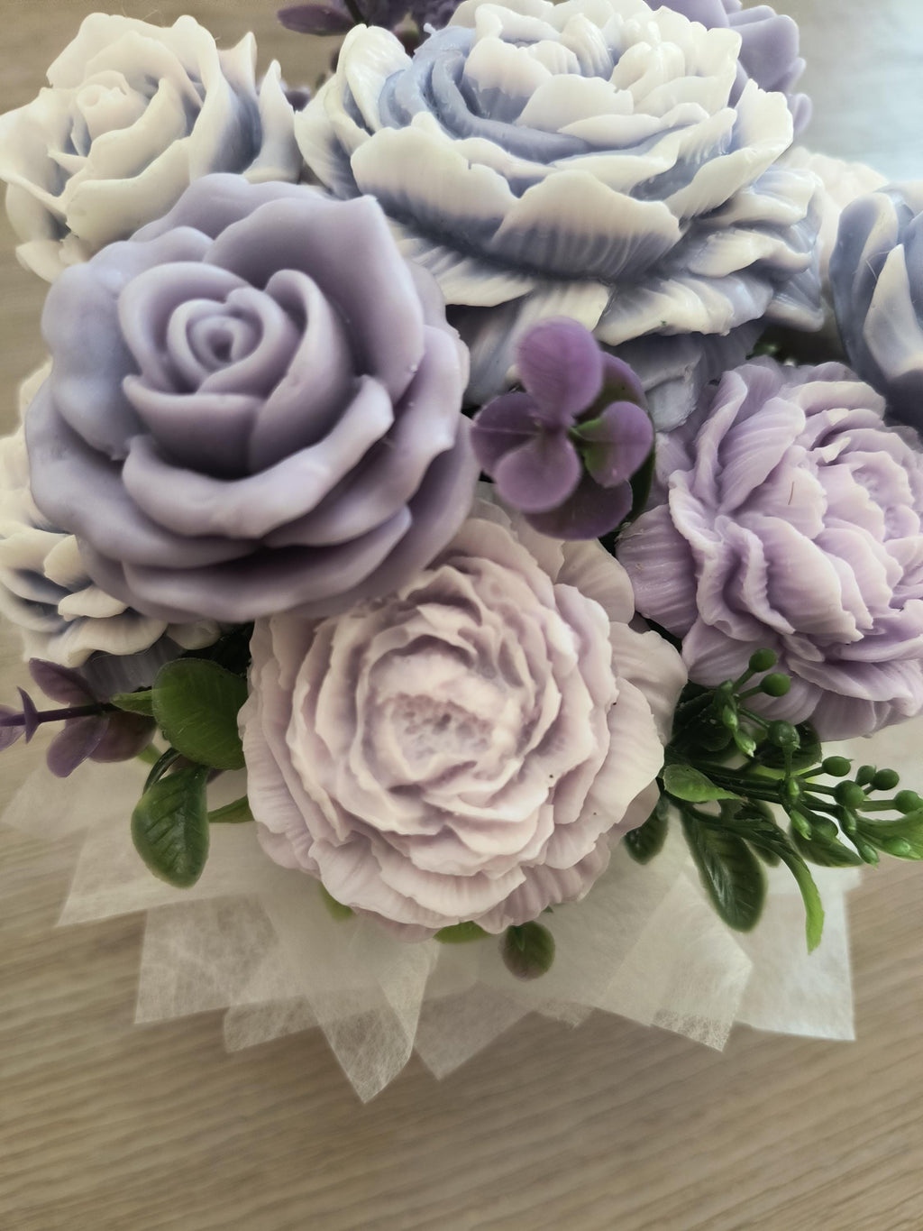 Lavender Soap Flower Bouquet, Handmade Floral Soap Gift, Purple Rose Peony Soap Arrangement, Soap bathroom Decor