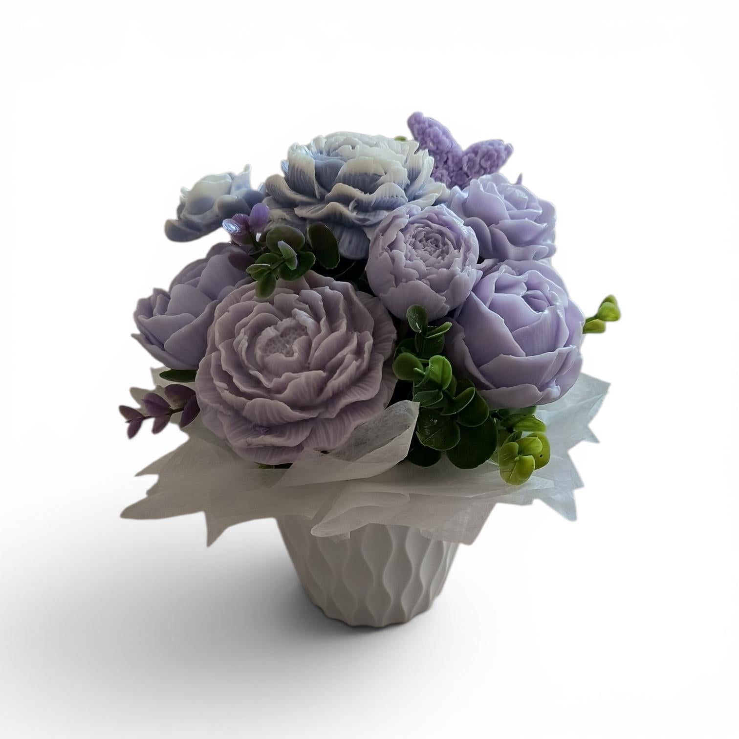 Lavender Soap Flower Bouquet, Handmade Floral Soap Gift, Purple Rose Peony Soap Arrangement, Soap Bouquet Gift