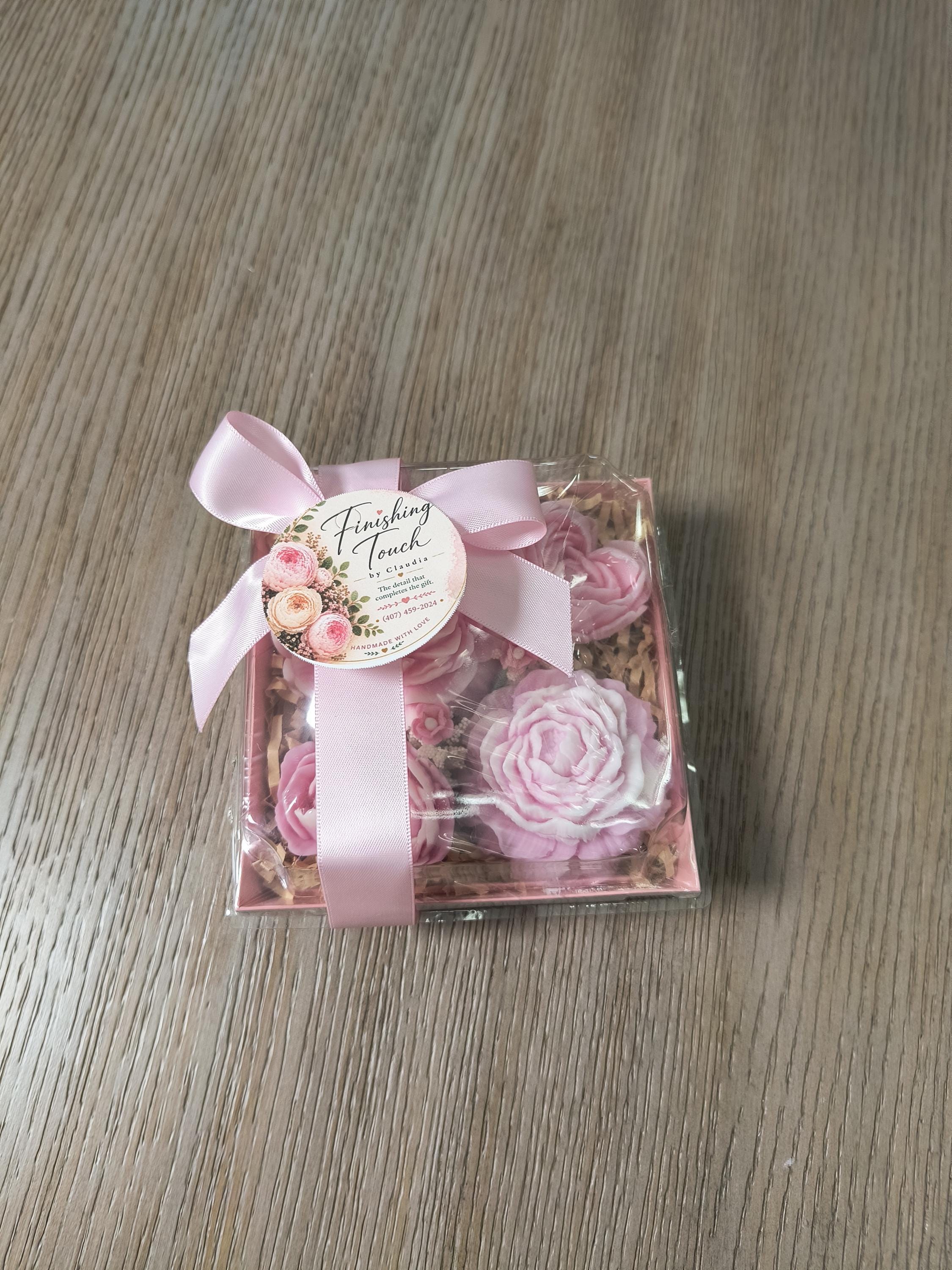 Handmade Floral Soap Gift Set, Goat Milk Luxury Spa Gift, Decorative Flower Soaps
