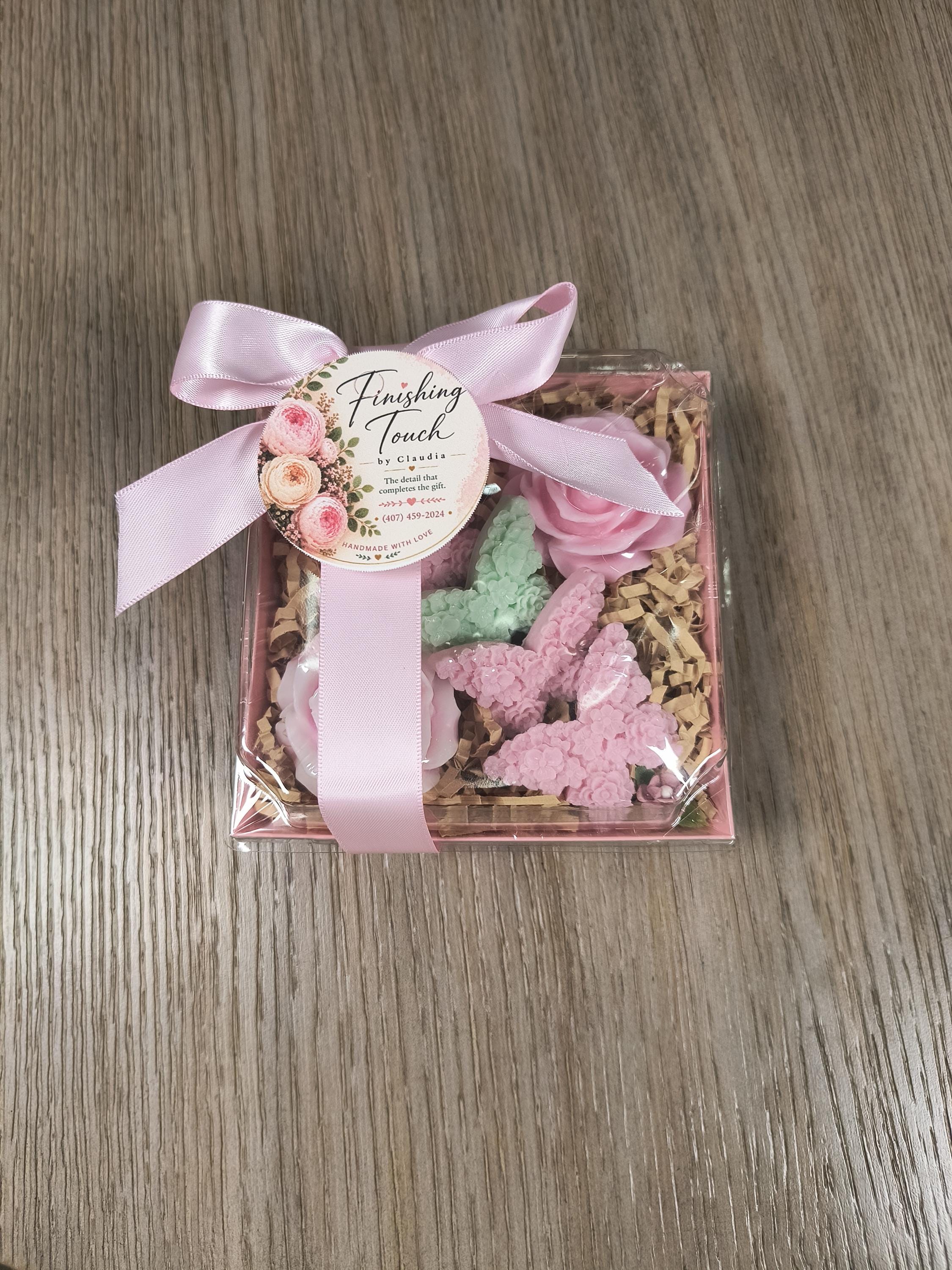 Handmade Floral Soap Gift Set, Goat Milk Luxury Spa Gift, Decorative Flower Soaps