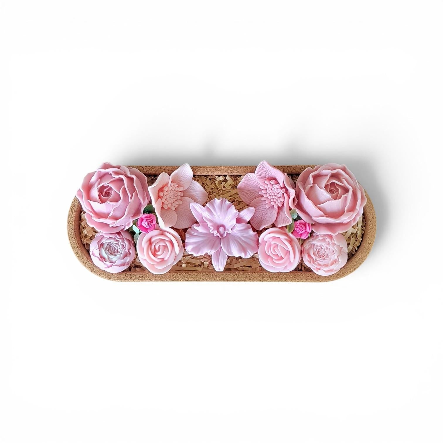 Pink Floral Soap Arrangement, Handmade Soap Flowers, Luxury Bathroom Decor, Spa Gift, Spring Centerpiece