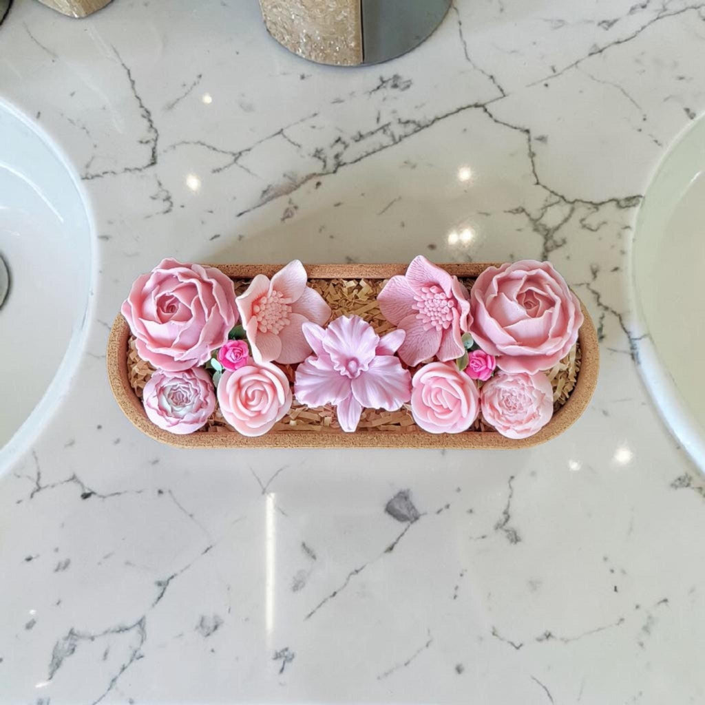 Pink Floral Soap Arrangement, Handmade Soap Flowers, Luxury Bathroom Decor, Spa Gift, Spring Centerpiece