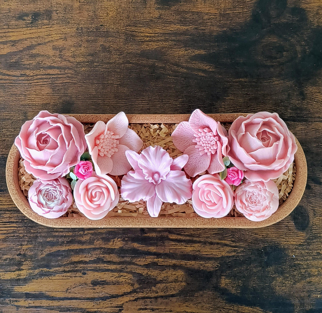 Pink Floral Soap Arrangement, Handmade Soap Flowers, Luxury Bathroom Decor, Spa Gift, Spring Centerpiece