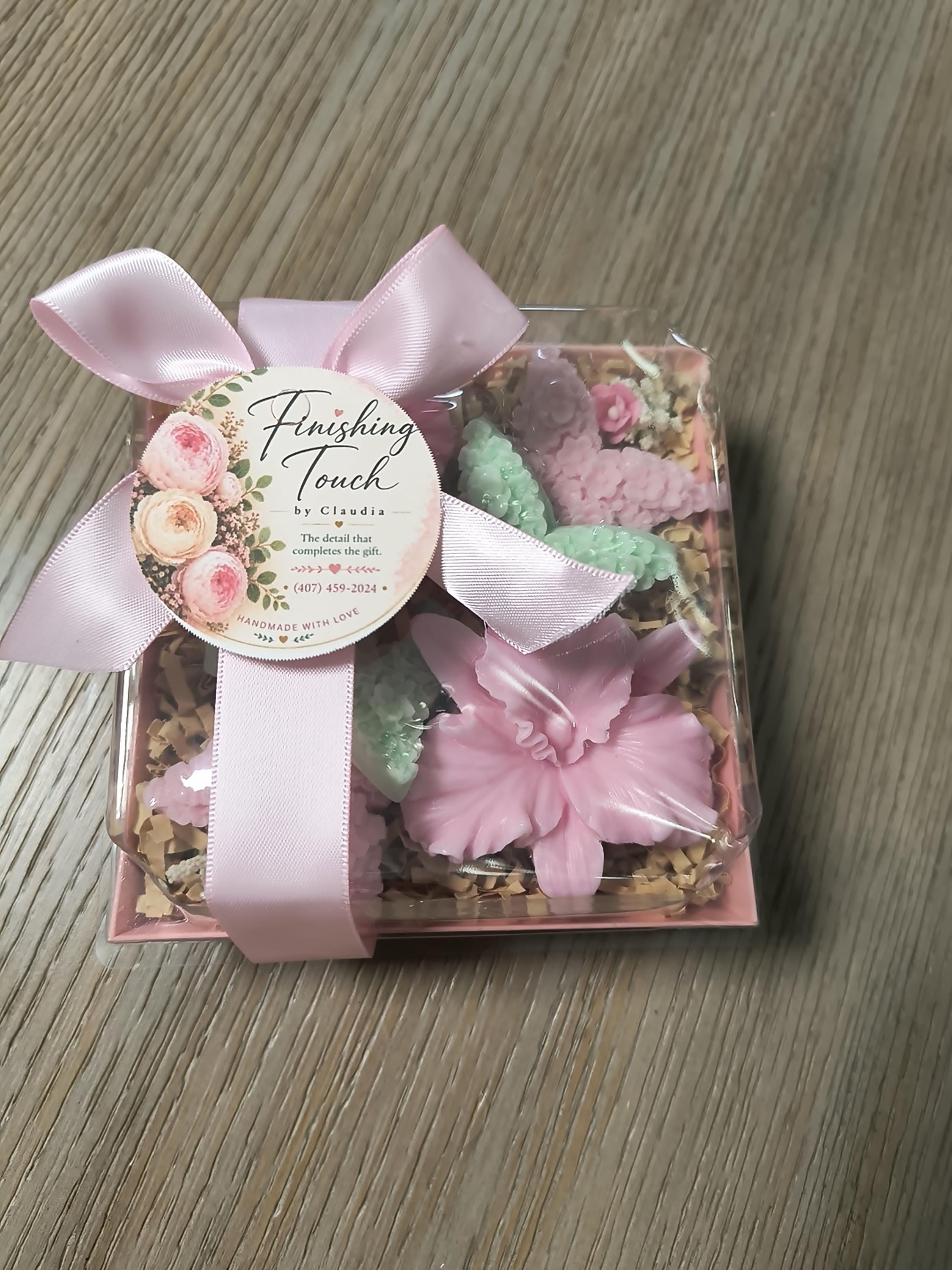 Handmade Orchid Soap Gift Set, Decorative Flower Soap Gift, Orchid and Butterflies soap gift