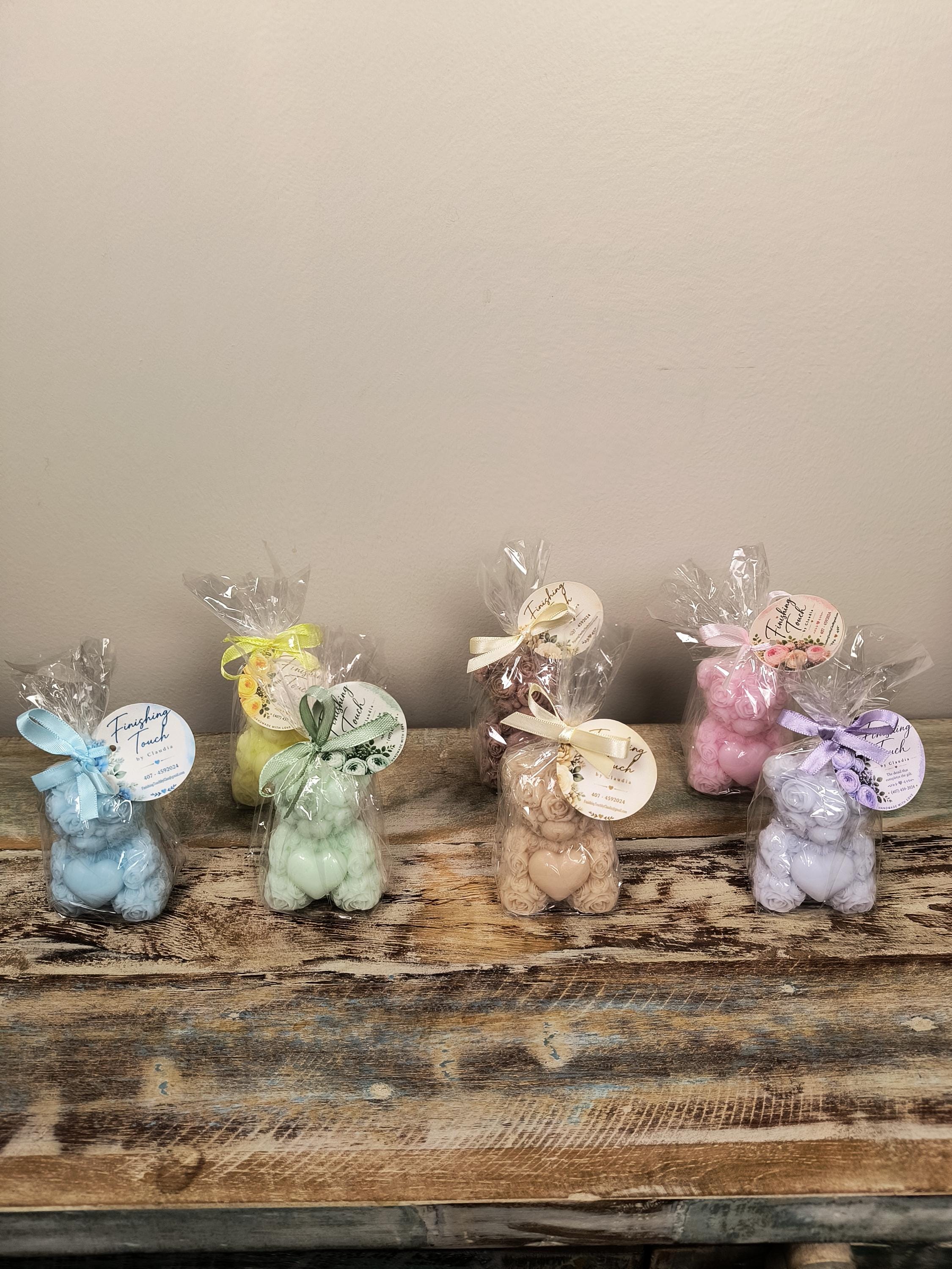 Rose Bear Soap Favor | Personalized Baby Shower Favor | Teddy Bear Soap Favor  | First Birthday Party Favor | Custom Color Soap