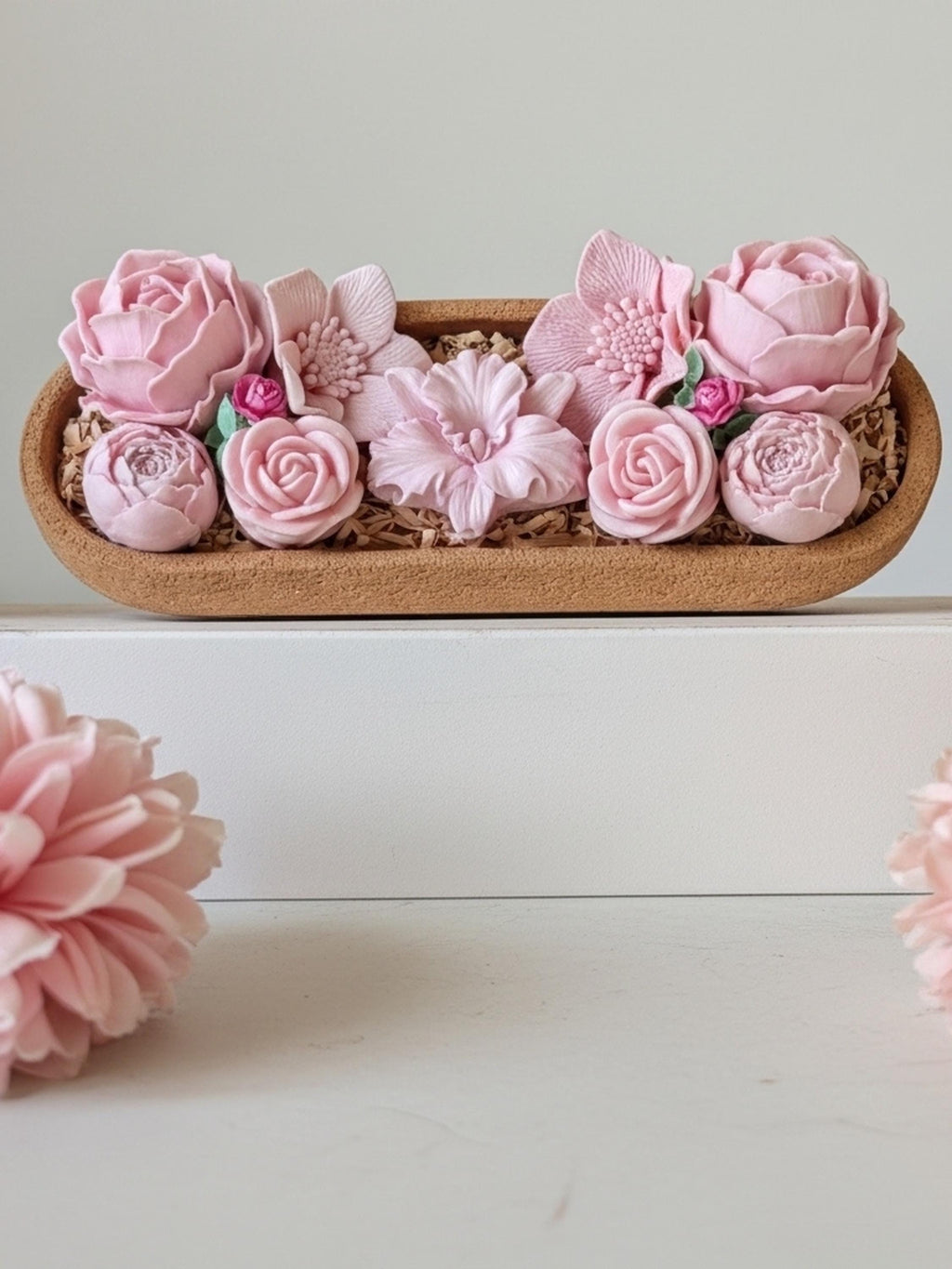 Pink Floral Soap Arrangement, Handmade Soap Flowers, Luxury Bathroom Decor, Spa Gift, Spring Centerpiece
