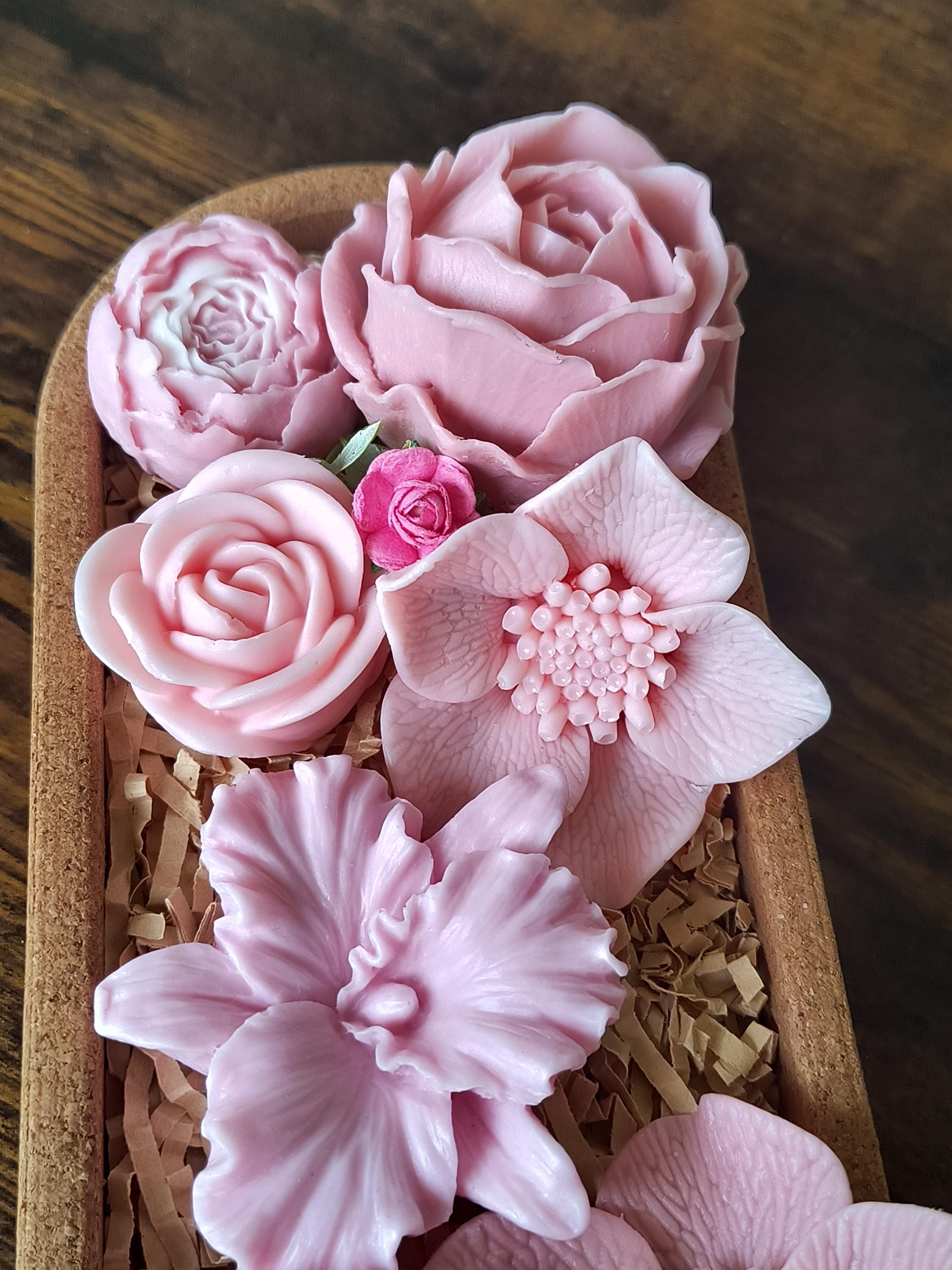 Pink Floral Soap Arrangement, Handmade Soap Flowers, Luxury Bathroom Decor, Spa Gift, Spring Centerpiece