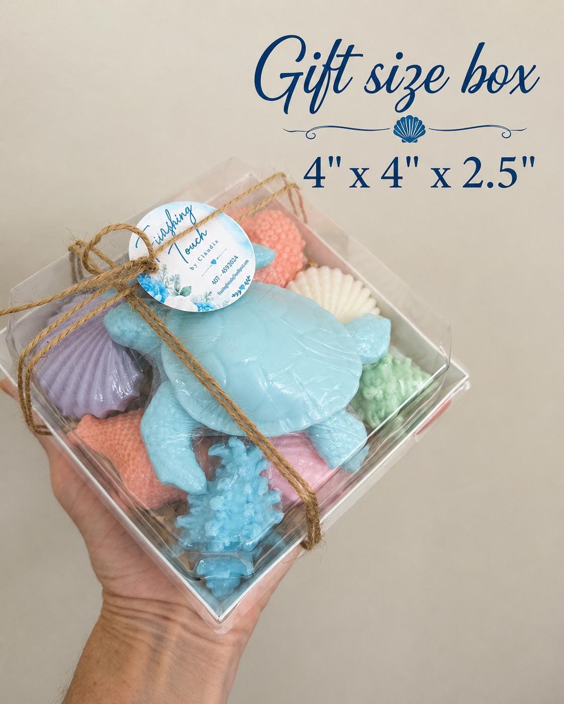Beach Themed Soap Gift Box – Ready to Ship – Blue Sea Turtle & Coastal Soap Collection