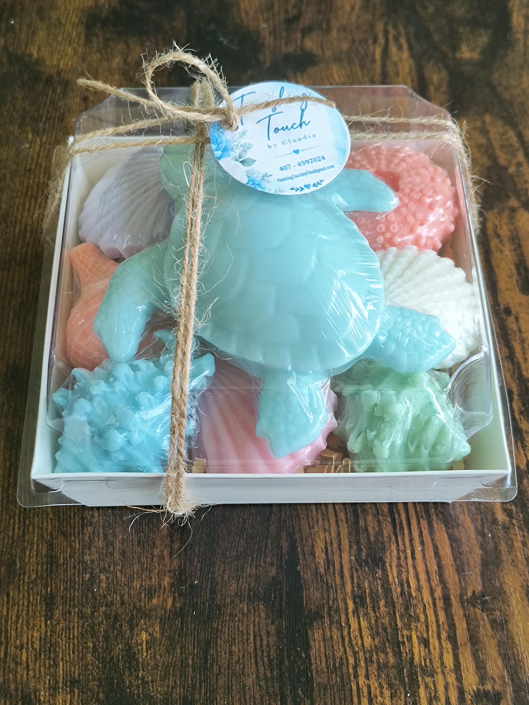 Beach Themed Soap Gift Box – Ready to Ship – Blue Sea Turtle & Coastal Soap Collection