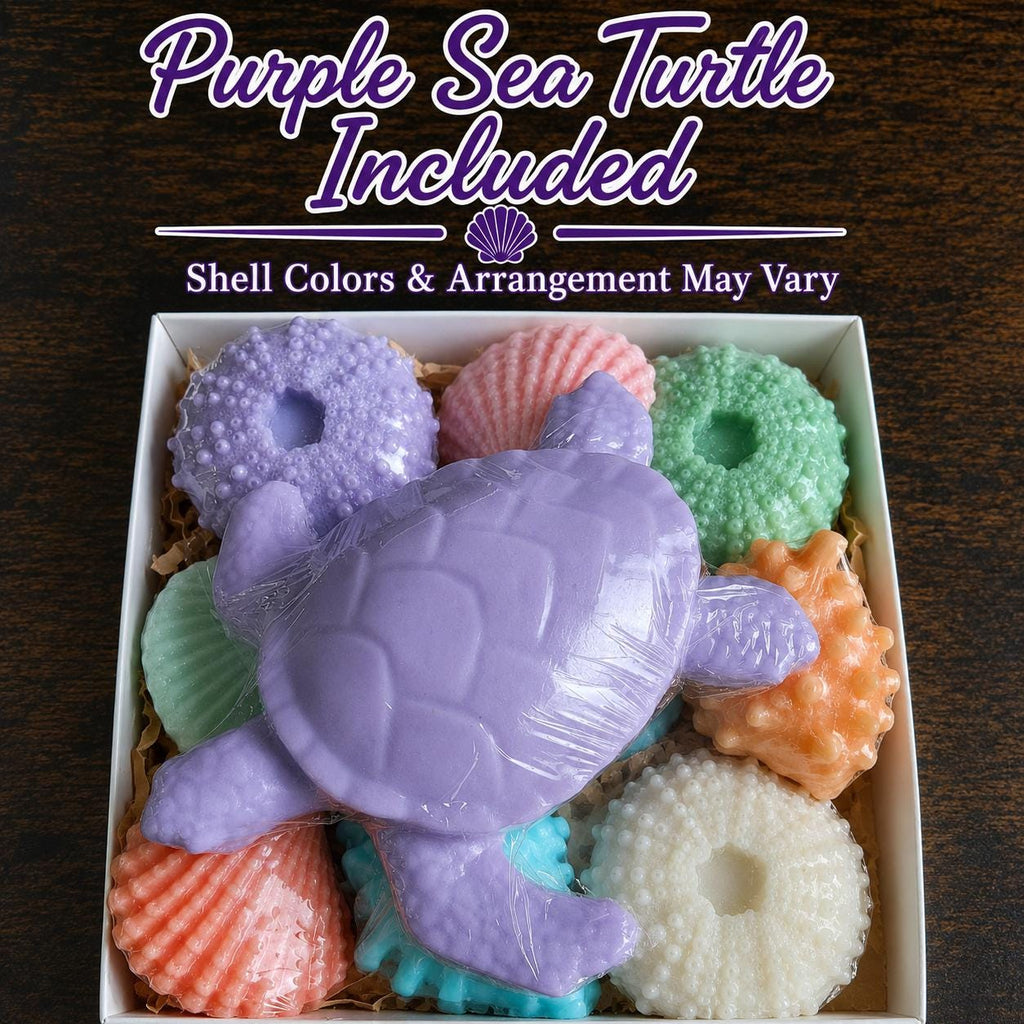 Beach Themed Soap Gift Box – Ready to Ship – Purple Sea Turtle & Coastal Soap Collection