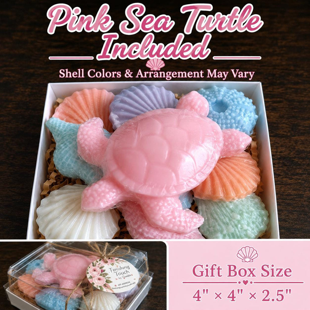 Beach Themed Soap Gift Box – Ready to Ship – Pink Sea Turtle & Coastal Soap Collection