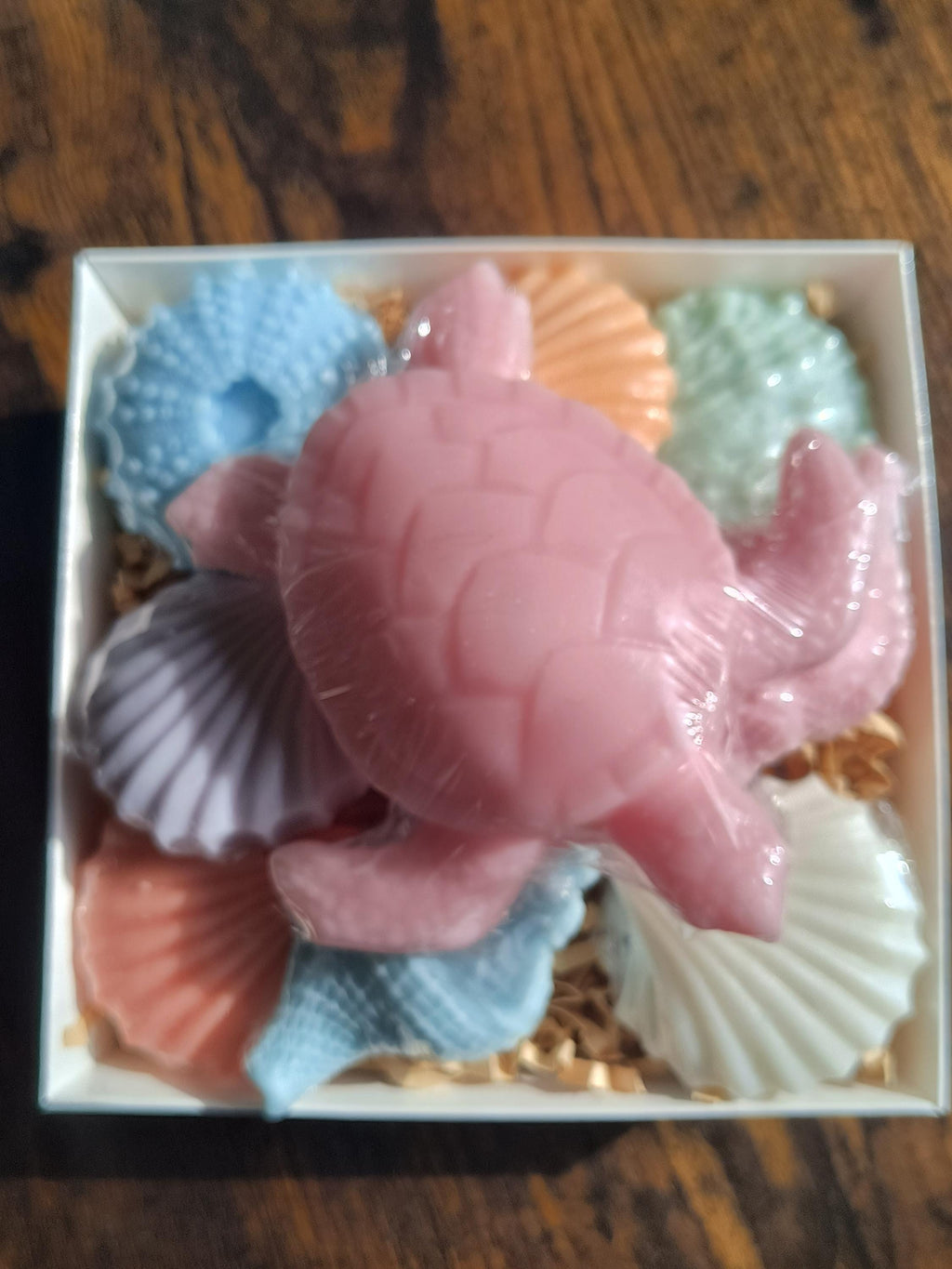 Beach Themed Soap Gift Box – Ready to Ship – Pink Sea Turtle & Coastal Soap Collection