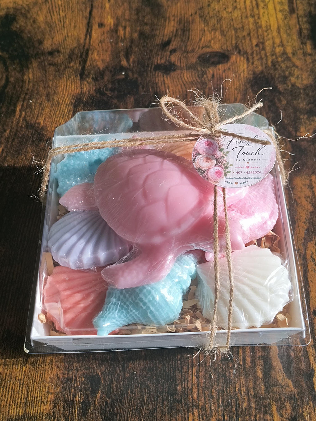 Beach Themed Soap Gift Box – Ready to Ship – Pink Sea Turtle & Coastal Soap Collection