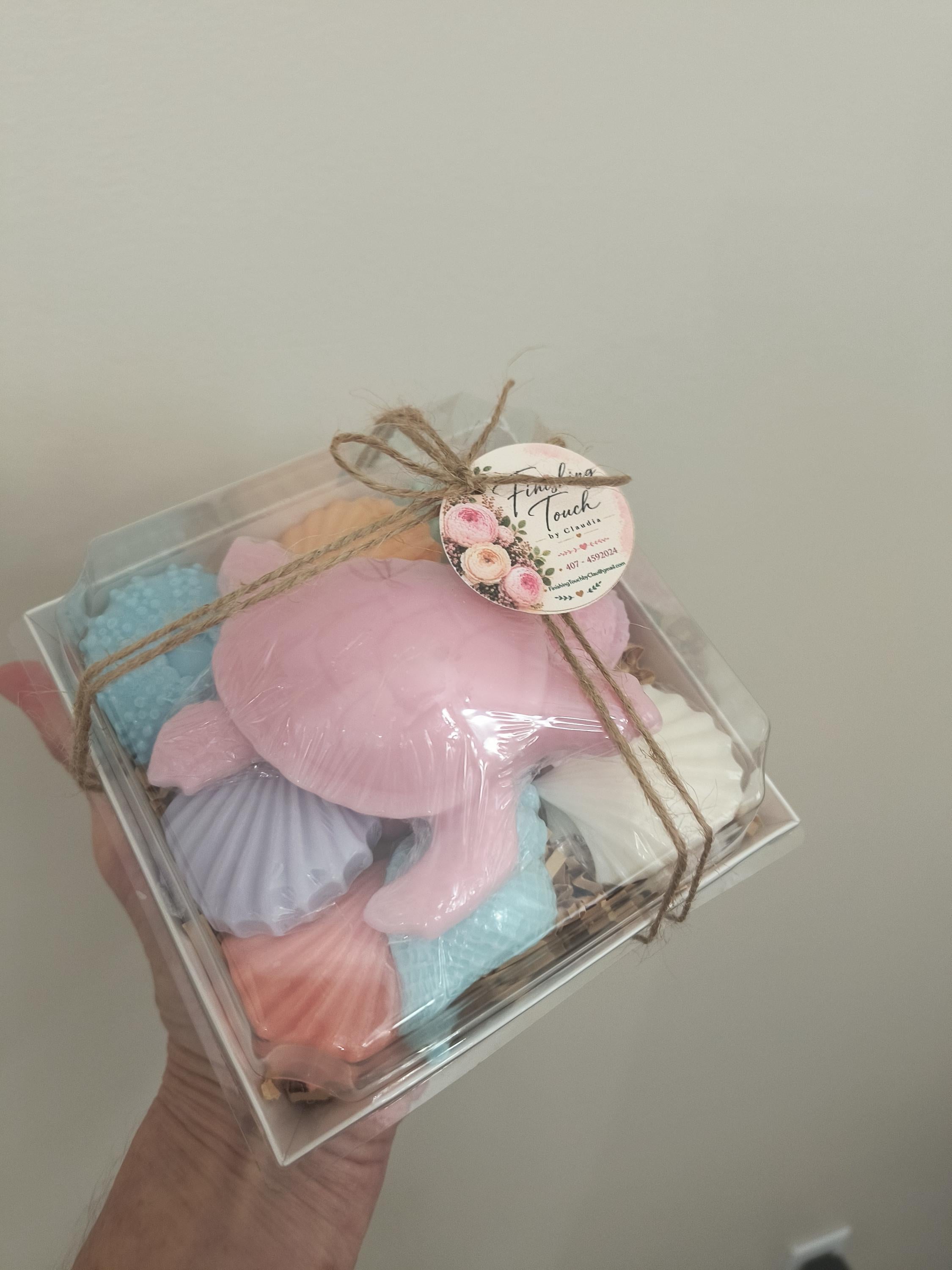 Beach Themed Soap Gift Box – Ready to Ship – Pink Sea Turtle & Coastal Soap Collection
