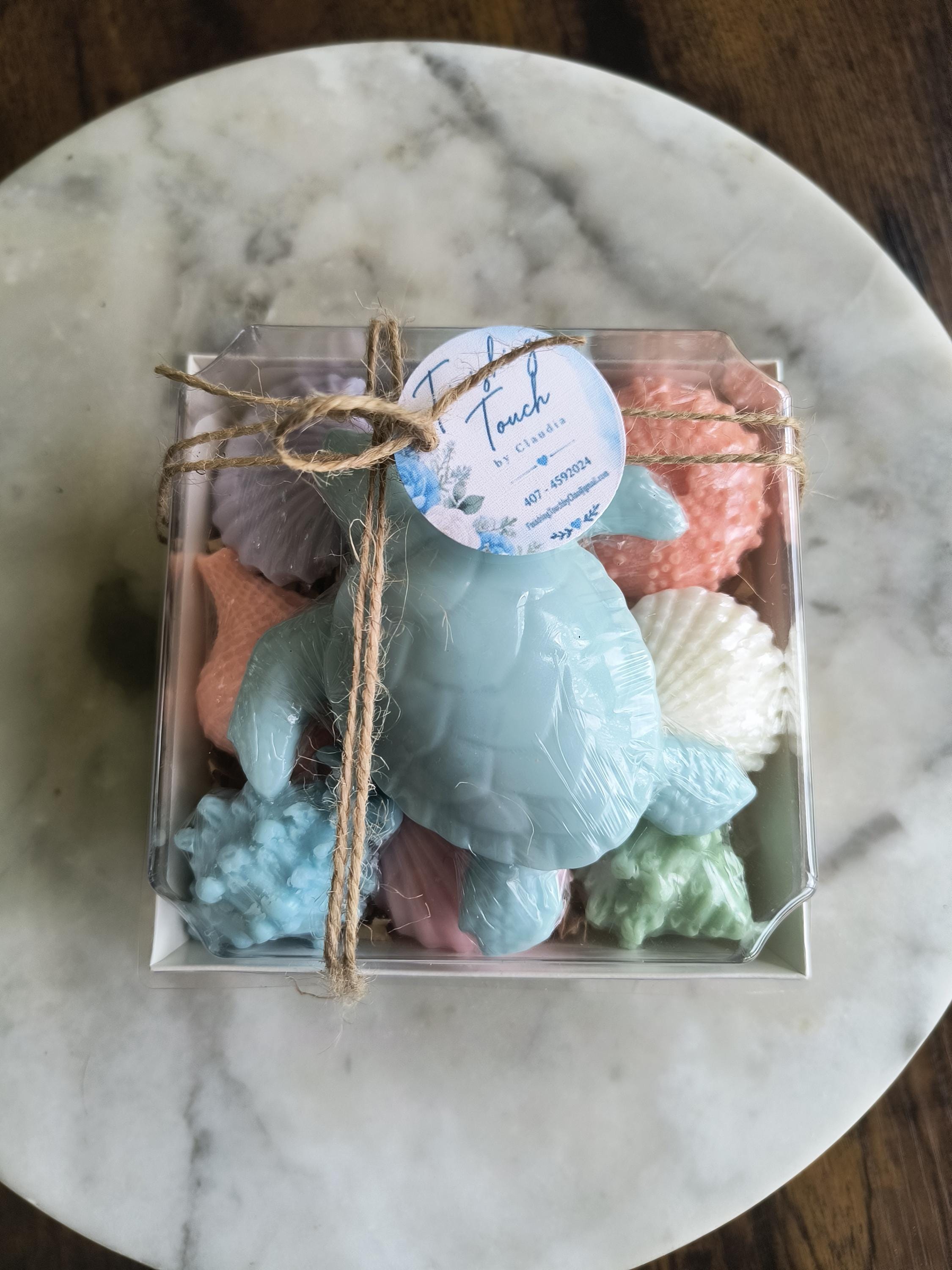 Beach Themed Soap Gift Box – Ready to Ship – Blue Sea Turtle & Coastal Soap Collection