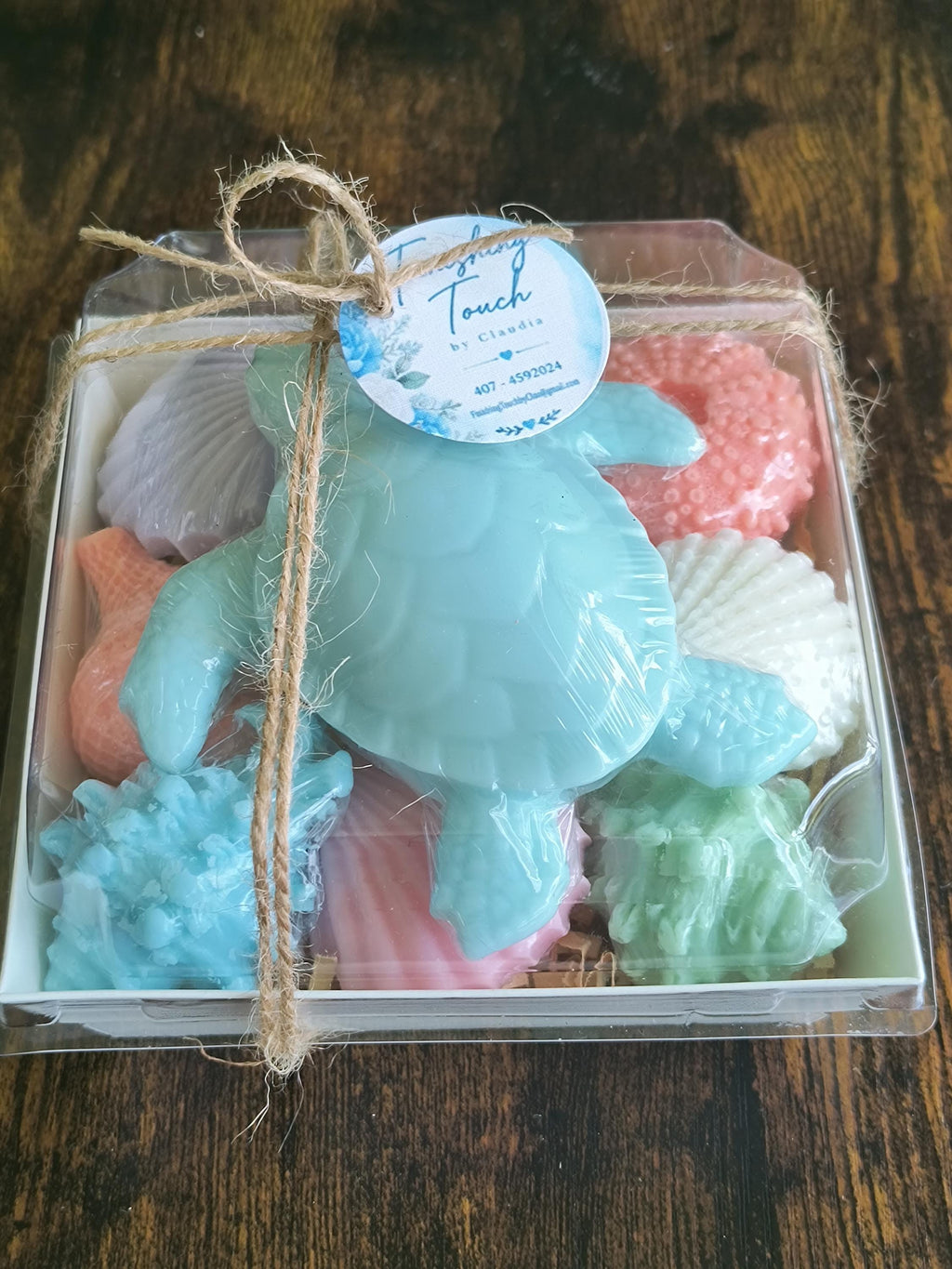 Beach Themed Soap Gift Box – Ready to Ship – Blue Sea Turtle & Coastal Soap Collection