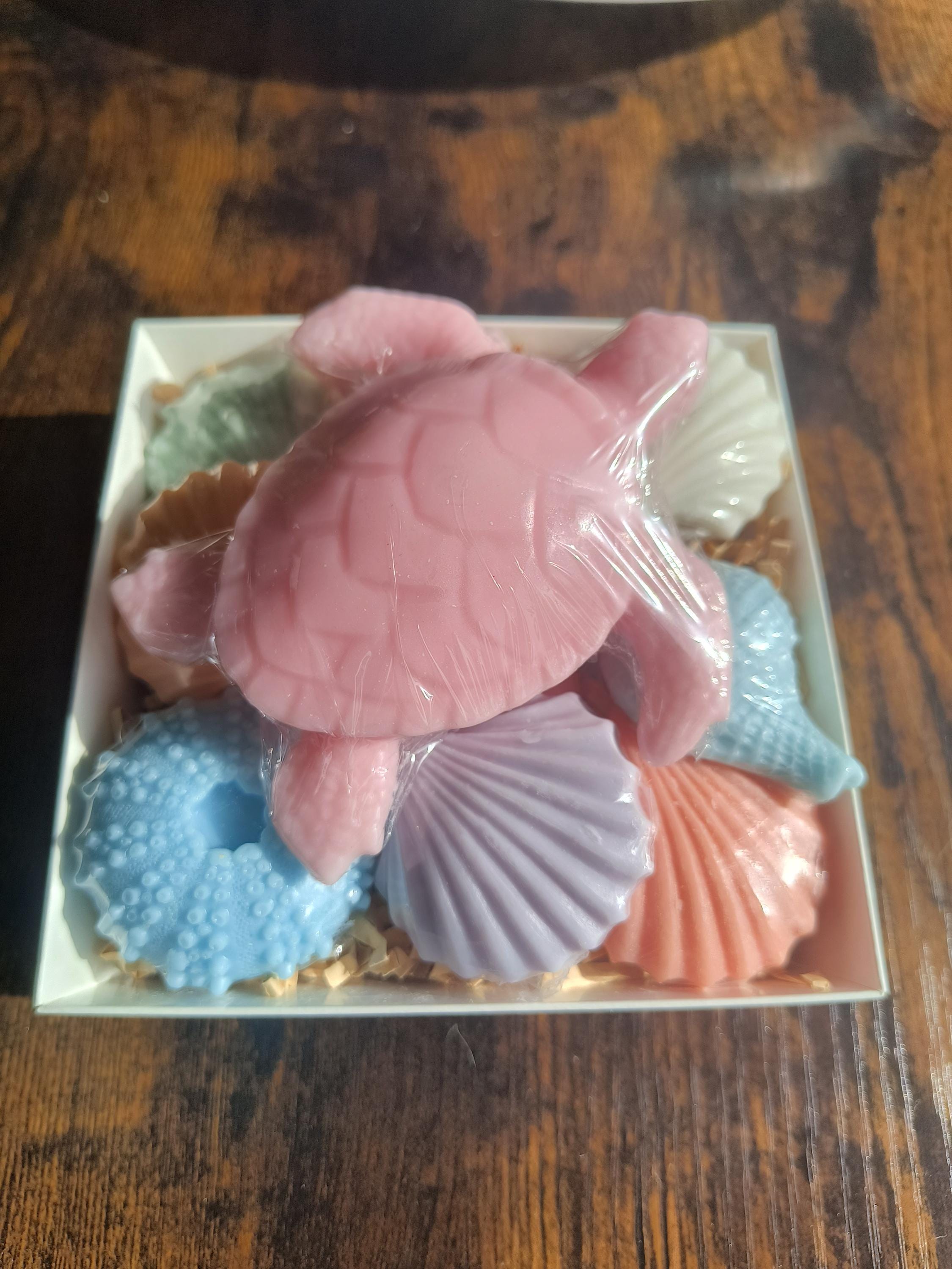 Beach Themed Soap Gift Box – Ready to Ship – Pink Sea Turtle & Coastal Soap Collection