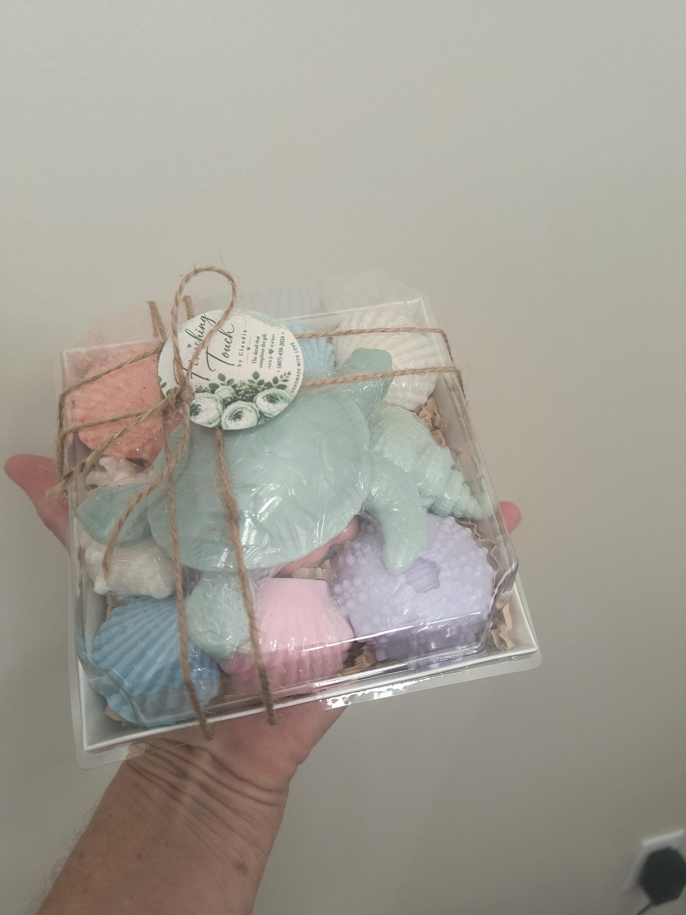 Beach Themed Soap Gift Box – Ready to Ship – Green Sea Turtle & Coastal Soap Collection