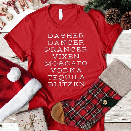 Santa Claus’s Christmas Reindeer Names T-Shirt – Festive Holiday Tee